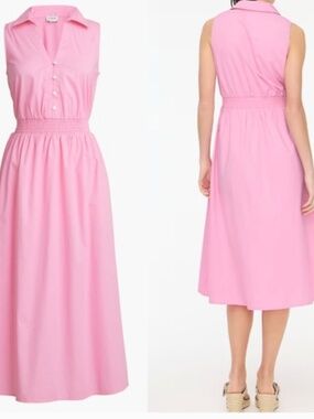 J. Crew pink sleeveless collared pink midi dress‎